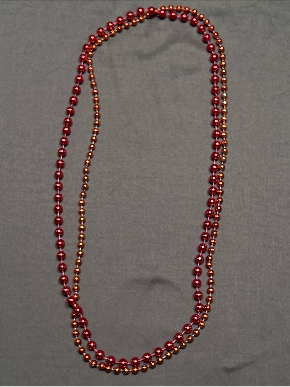2 Piece Red & Orange Party Bead Necklaces